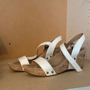 Abella White Wedge Sandals